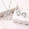 Silver Heart Pendant With Matching Earrings
