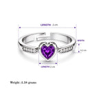 Silver Heart Purple Stone Finger Ring