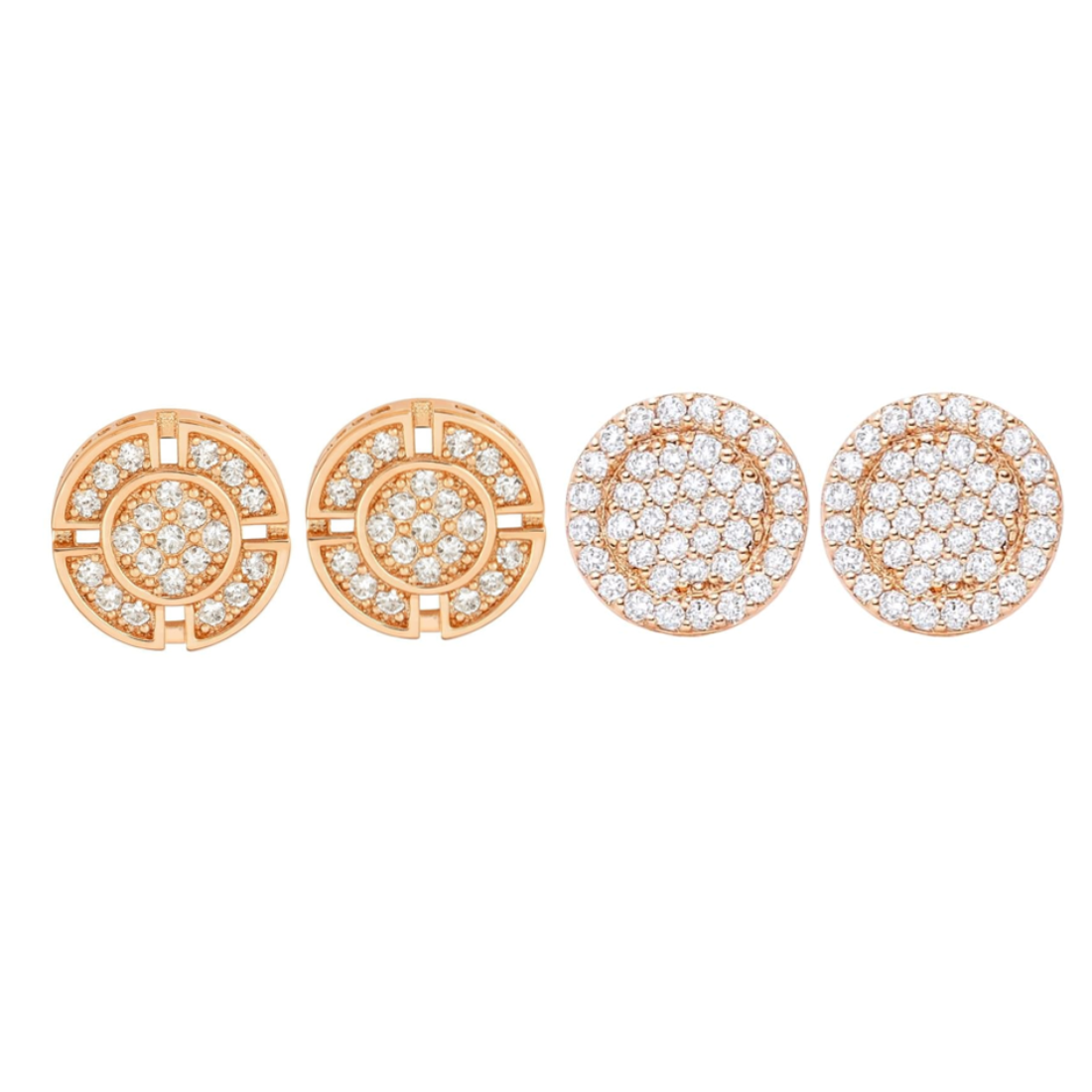 Rose Gold Circular Stud Earrings Set