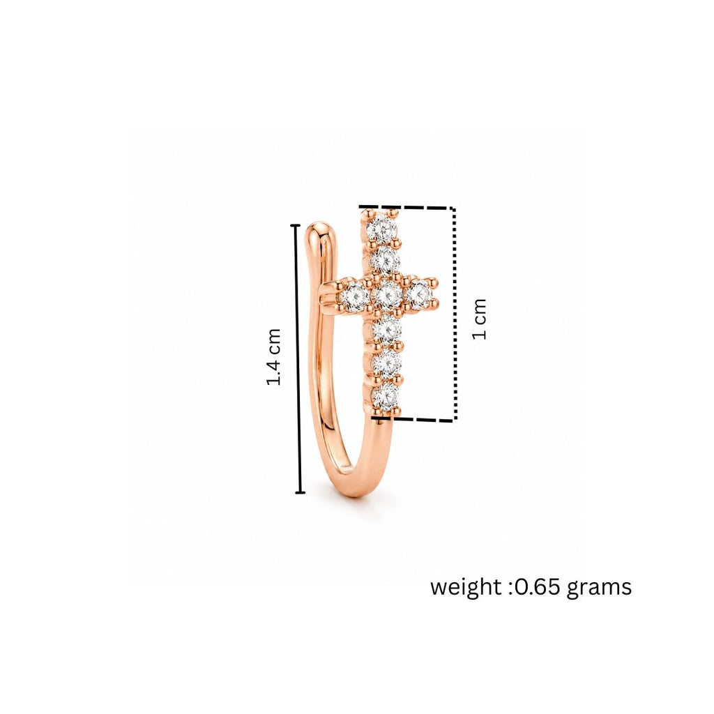 Rose Gold Cross Non-Piercing Nose Pin
