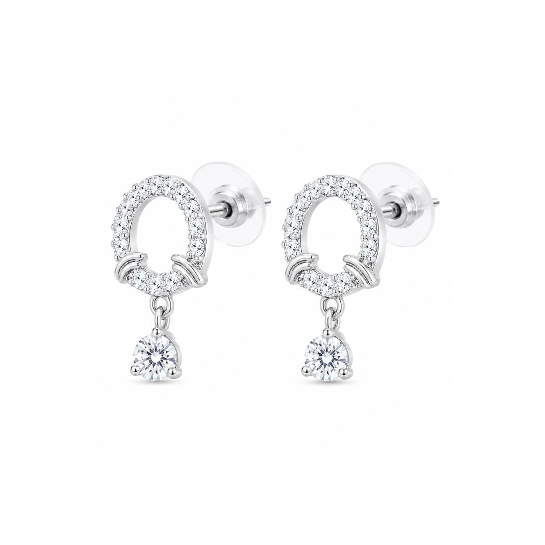 Silver Drop Stud Earrings for Women