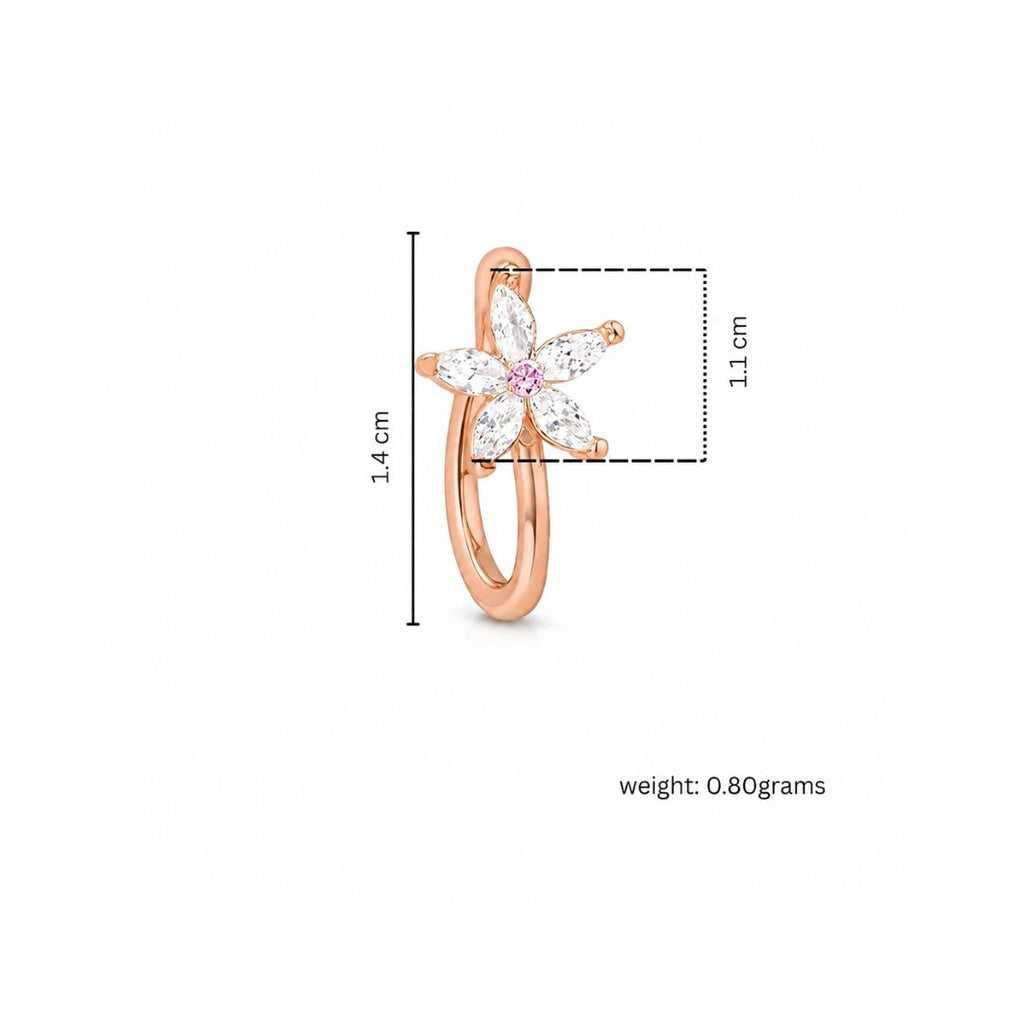 Rose Gold Floral Non Piercing Nose Pin