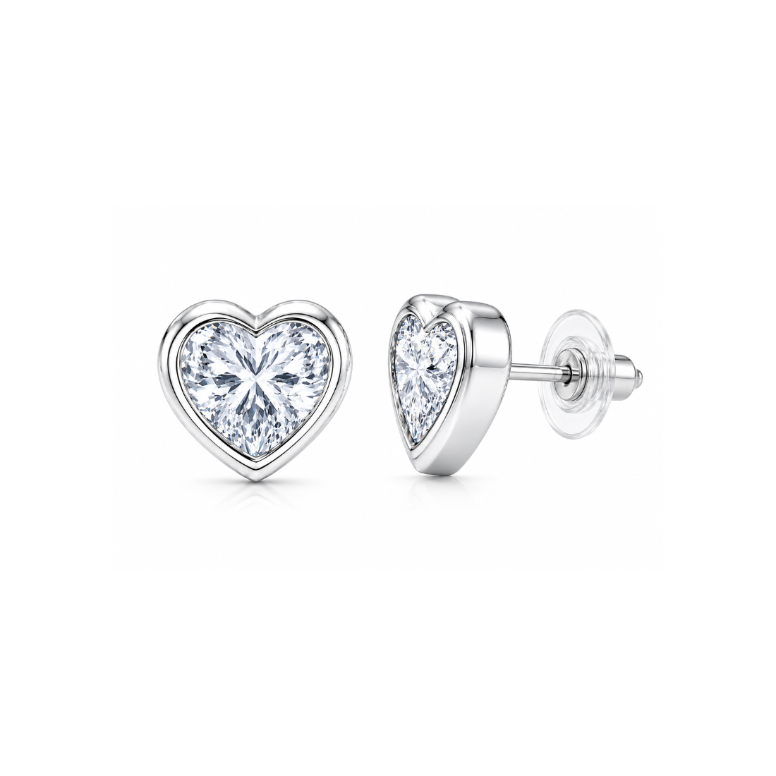 Silver Heart Stud Earrings