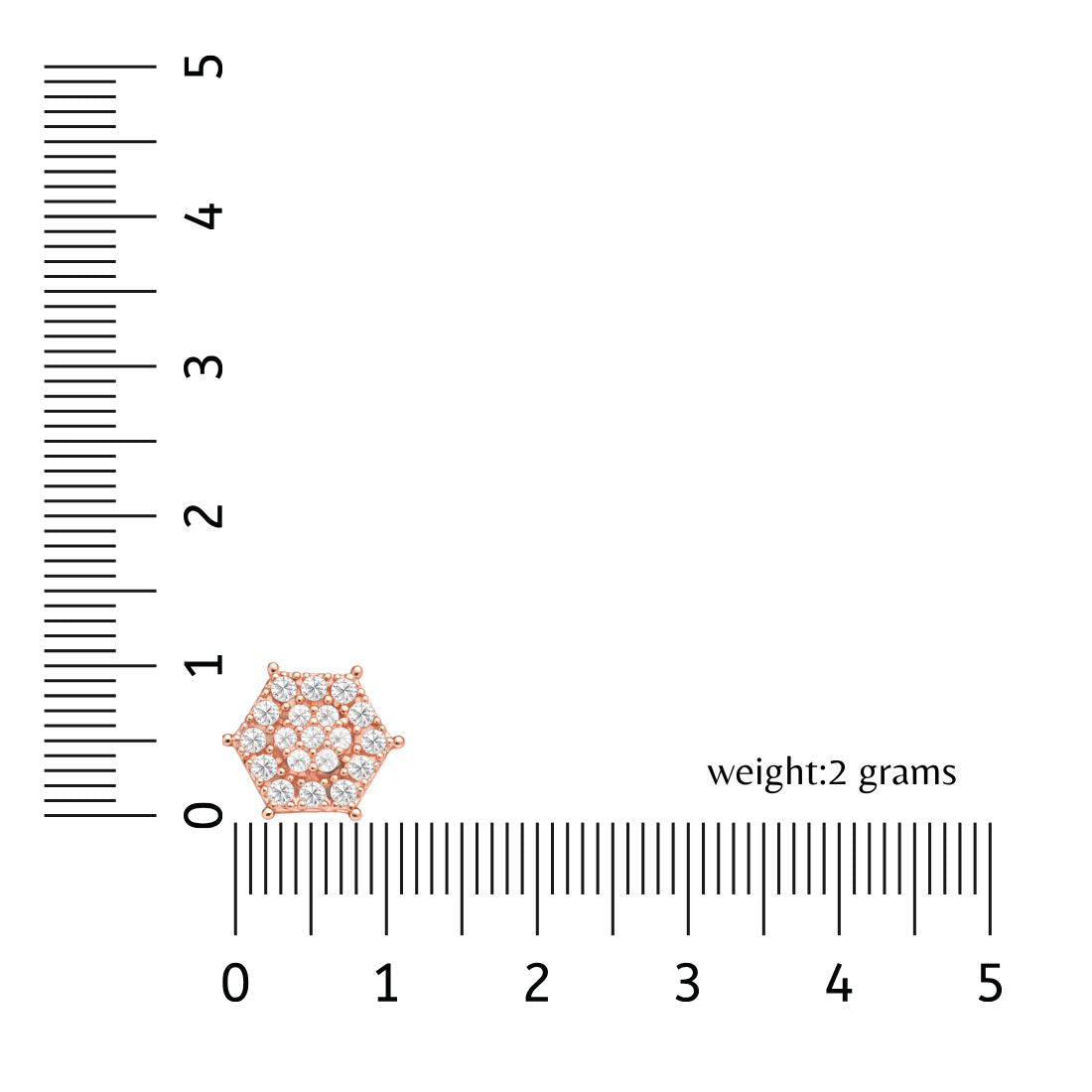 Nilu's Collection Rose Gold Plated American Diamond Hexagon Stud Earrings For Women And Girls