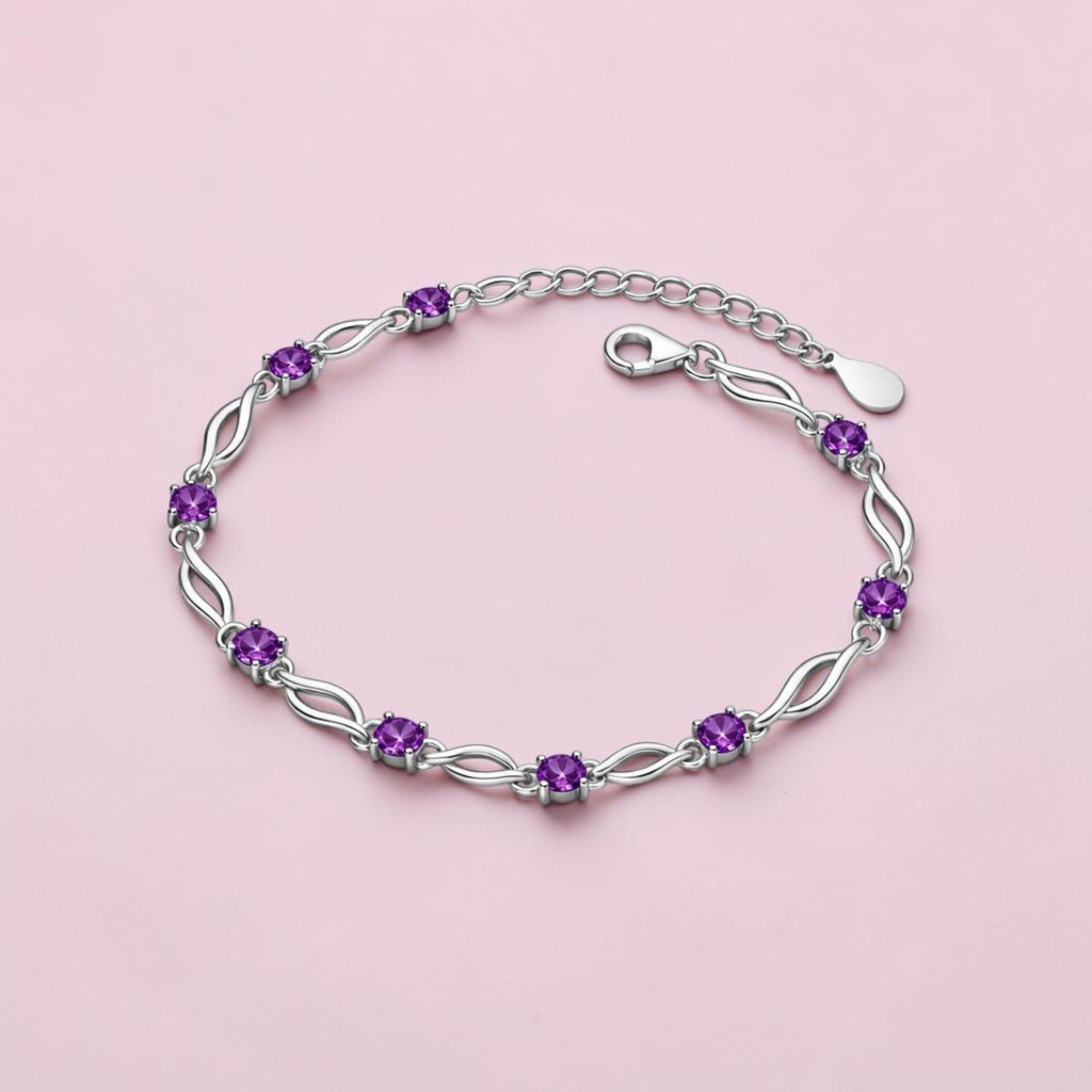 Silver Plated Purple Stone Bracelet For Women