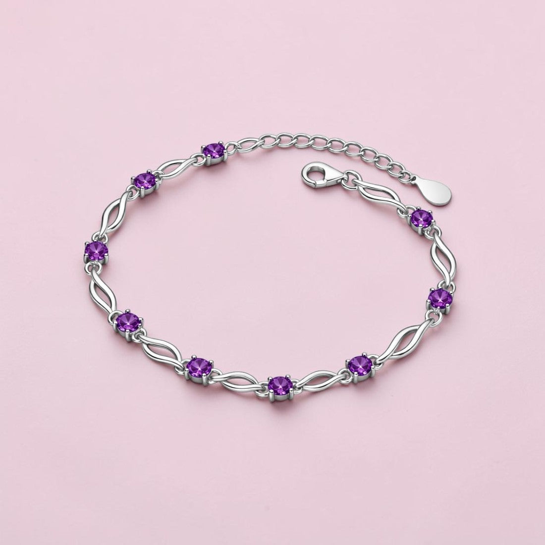 Silver Plated Purple Stone Bracelet For Women