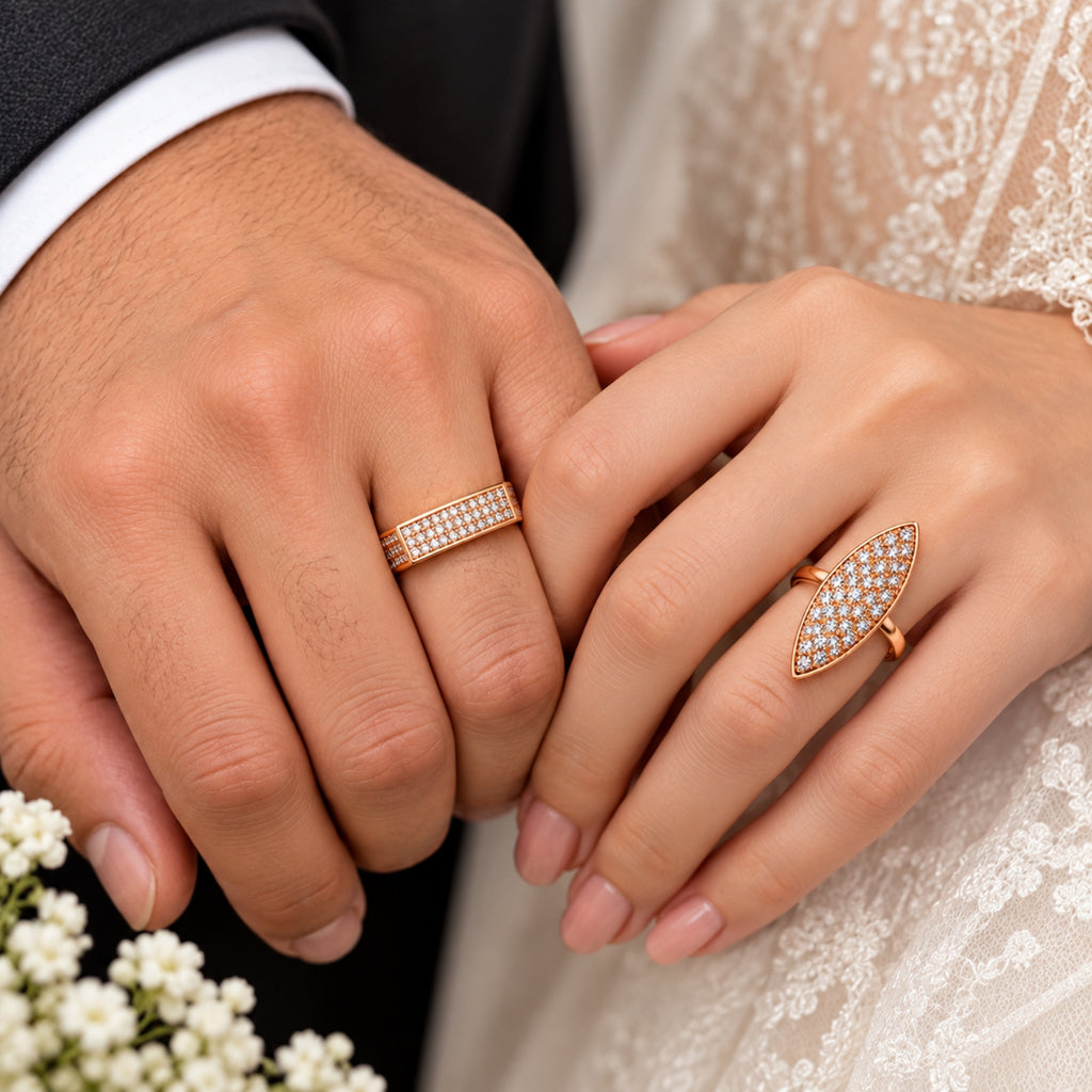 Rose Gold Couple Rings for Men & Women