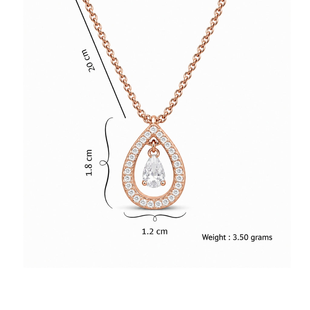 Rose Gold Plated White Cubic Zirconia Studded Pendant for Women