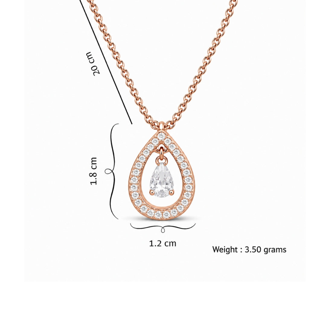 Rose Gold Plated White Cubic Zirconia Studded Pendant for Women