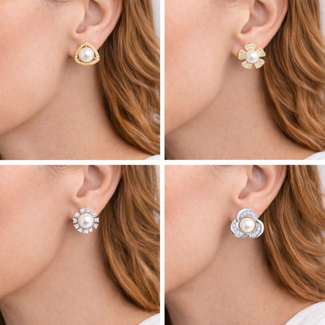 NIlu's Collection Rose Gold And Silver Plated Earrings Set For Women And Girls