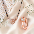 Rose Gold Mangalsutra With Nose Pin