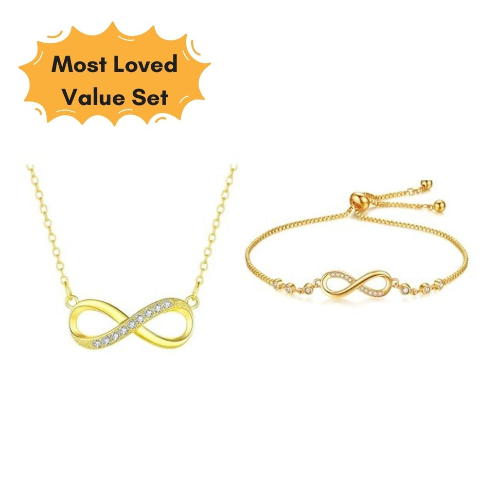 Infinity Love Necklace & Bracelet Value Set for Girls|Anti Allergy| Anti Tarnish| Valentine Gift