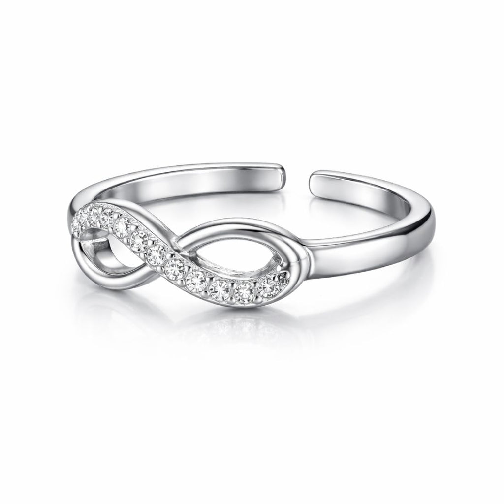 Infinity Love Ring| Silver Plated American Diamond Infinity Adjustable Ring for Women And Girls