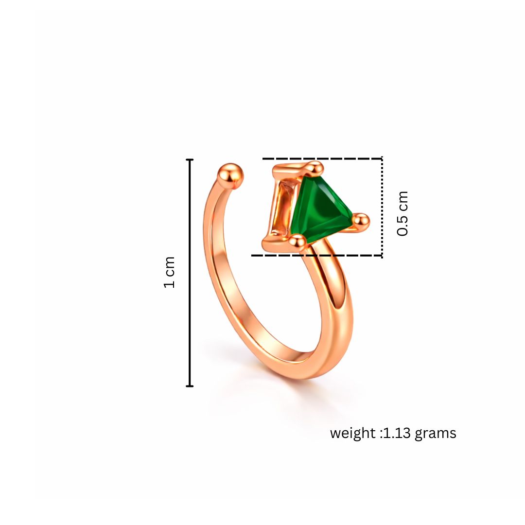 Rose Gold Plated Green Triangle Crystal Non-Piercing Nose Pin