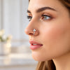 Silver Finish Triple Stone Non-Piercing Nose Pin