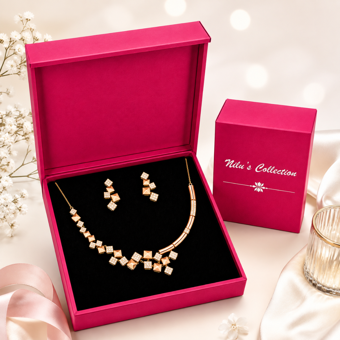 Rose Gold Party Wear Jewelry Gift Set
