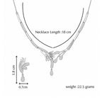 Silver Plated Floral Necklace With Earrings For Women