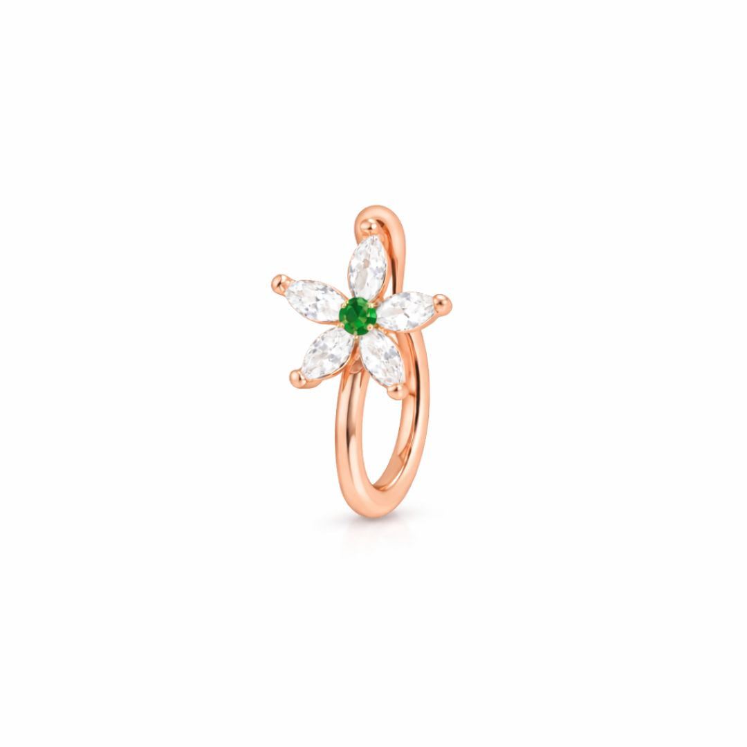 Rose Gold Floral Non-Piercing Nose Pin