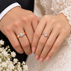 Rose Gold Couple Rings Set for Men & Women | Matching Heart & Solitaire