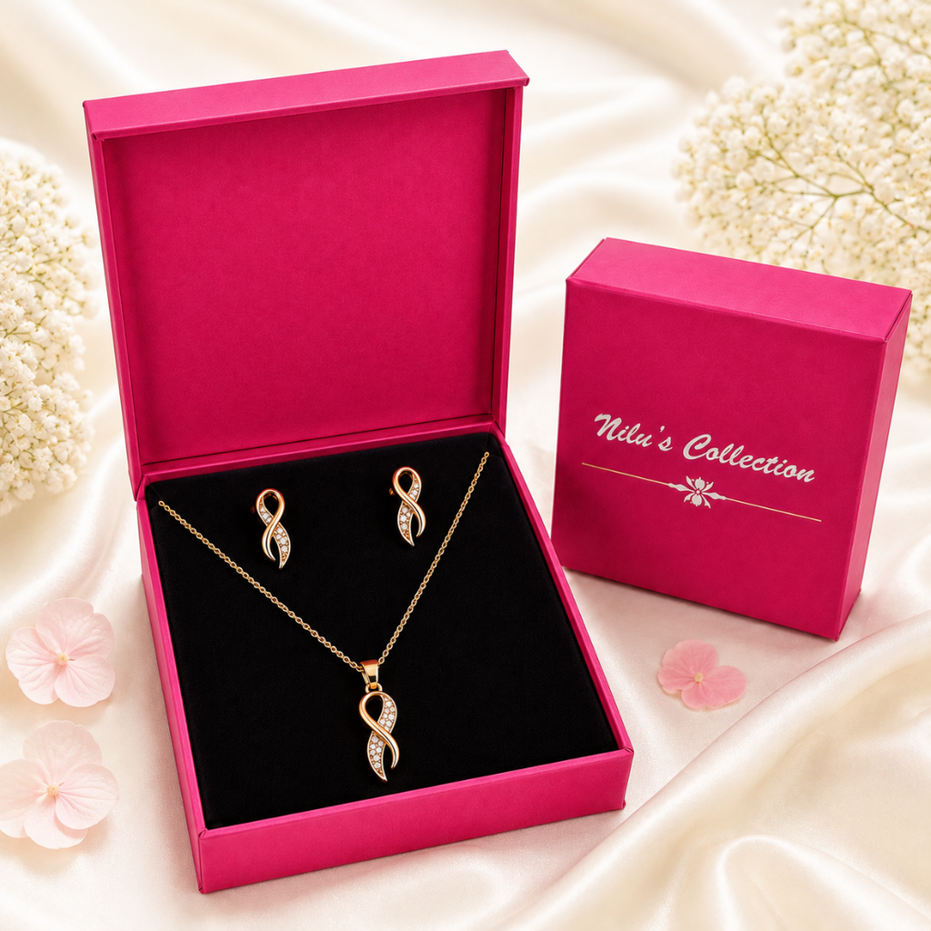 Rose Gold Infinity Jewelry Gift Set for Women
