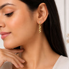Gold Leaf Drop Earrings for Women