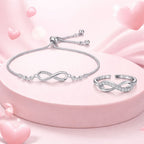 Silver Plated Bracelet With Ring For Women And Girls