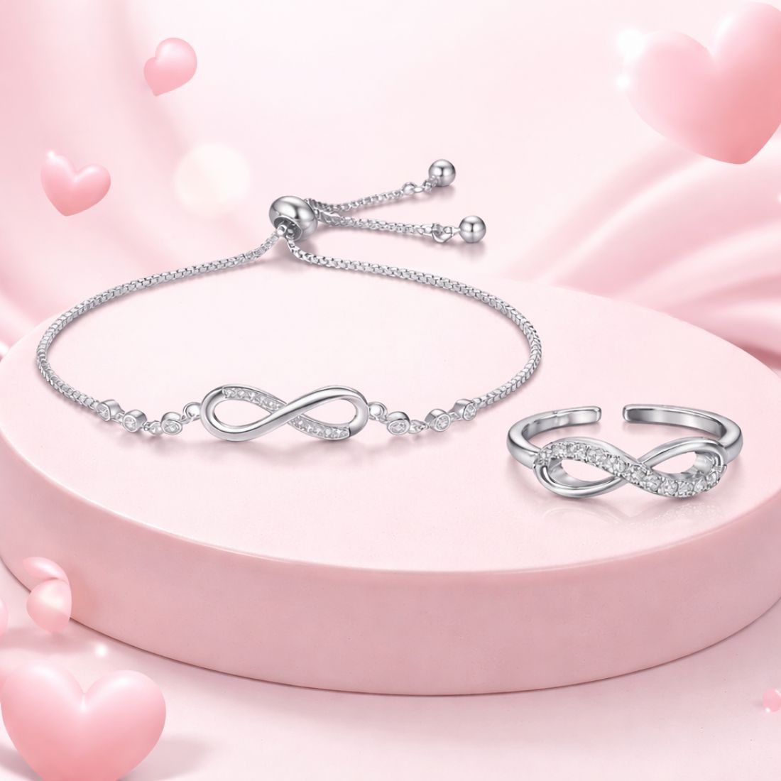 Nilu's Collection Silver Plated Bracelet With Finger Ring For Women And Girls