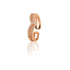 Rose Gold Plated | American Diamond Studded | Adjustable | Finger Ring for Women and Girls, Style 22