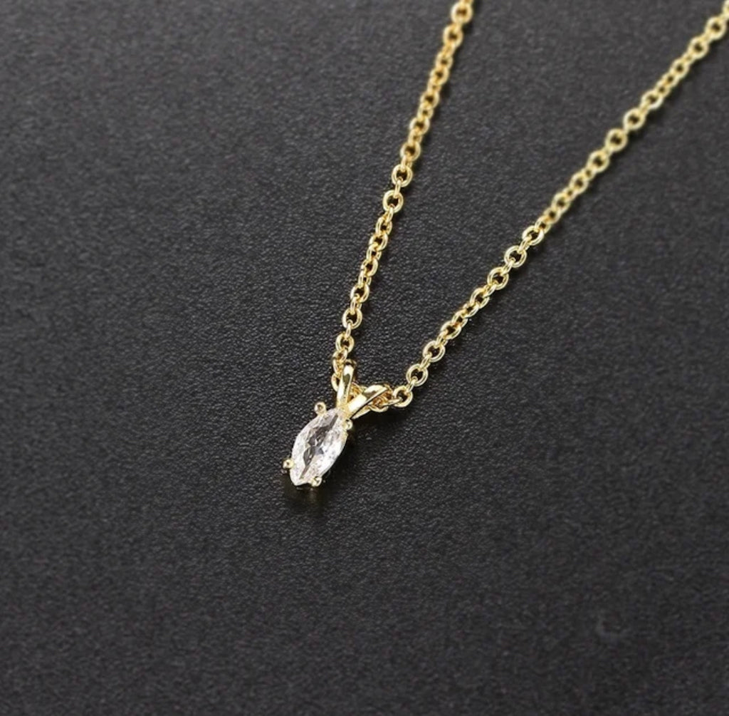 Solitaire Pendant with Gold Plated Chain