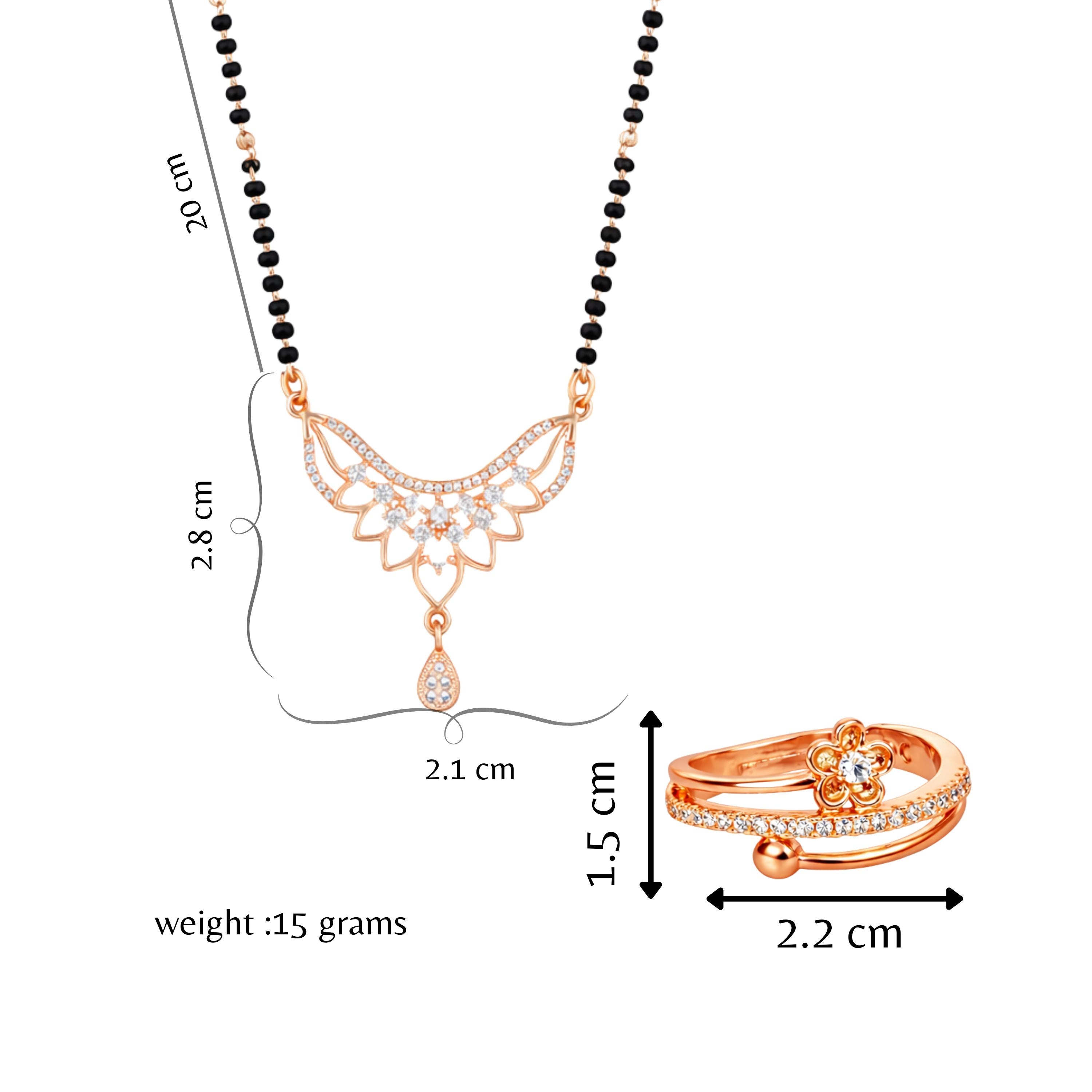 Rose Gold Floral Mangalsutra & Ring Set