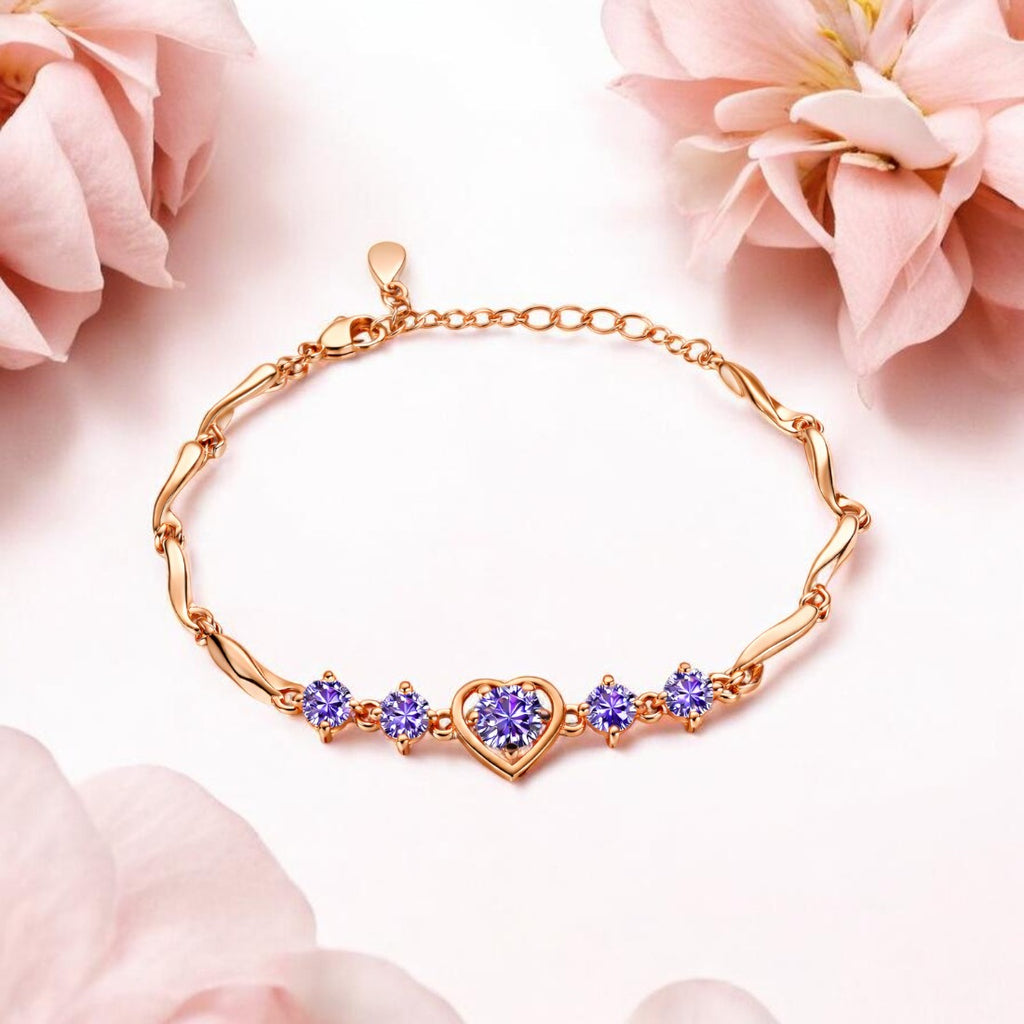 Rose Gold Plated Heart Bracelet For Women And Girls