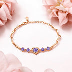 Rose Gold Plated Heart Bracelet For Women And Girls