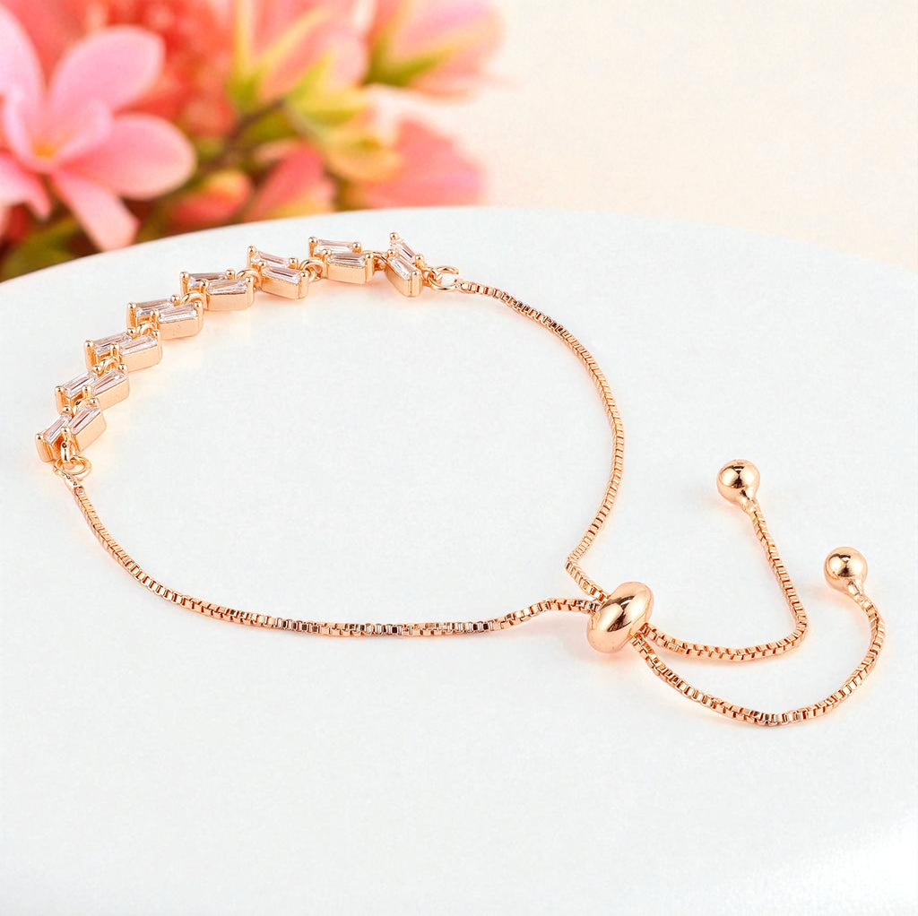 Rose Gold Plated Adjustable Bracelet For Women And Girls