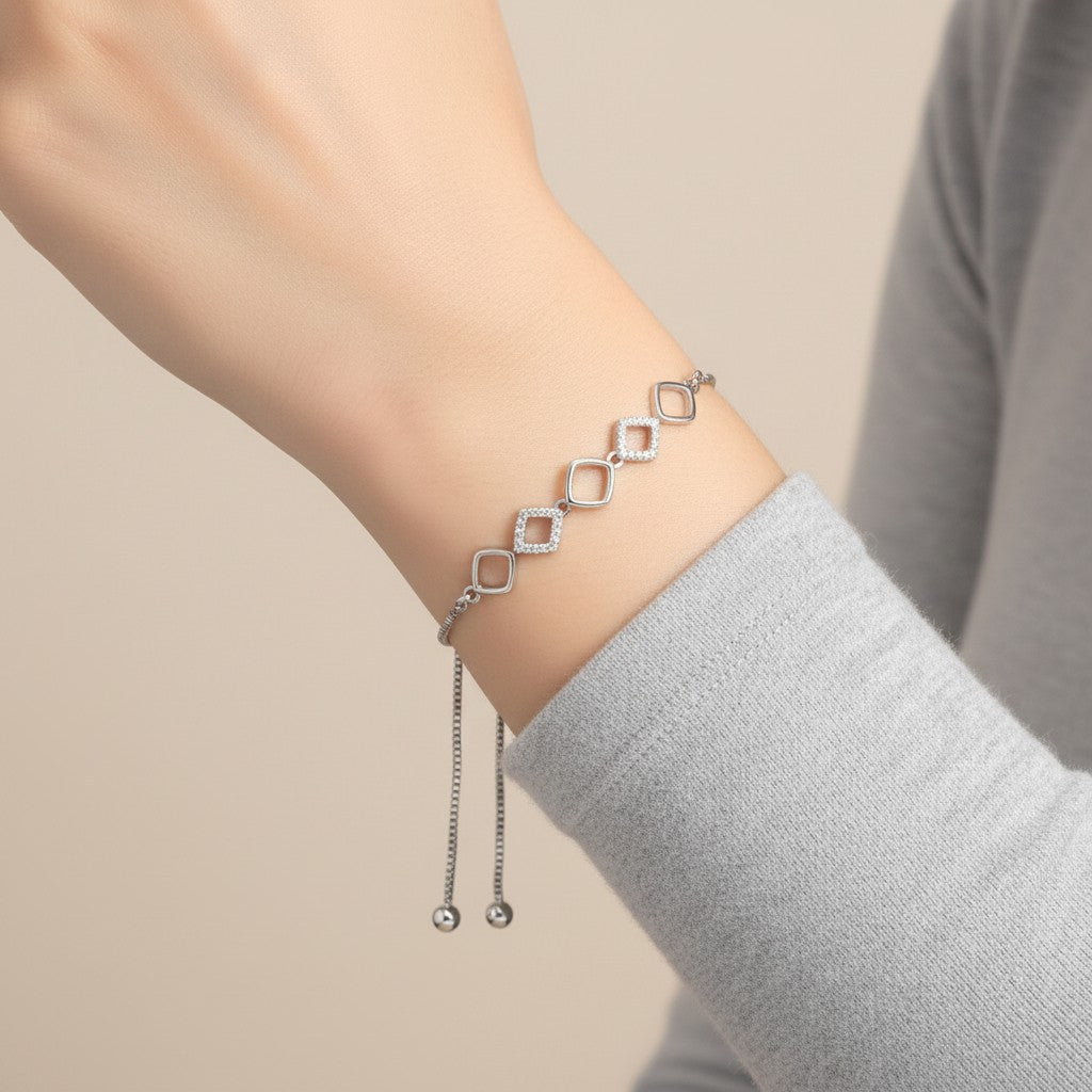 Silver Plated Adjustable Bracelet for Women