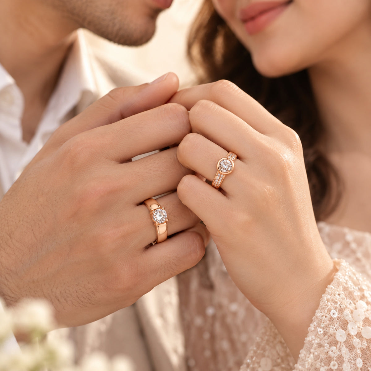 Rose Gold Couple Rings for Women & Men