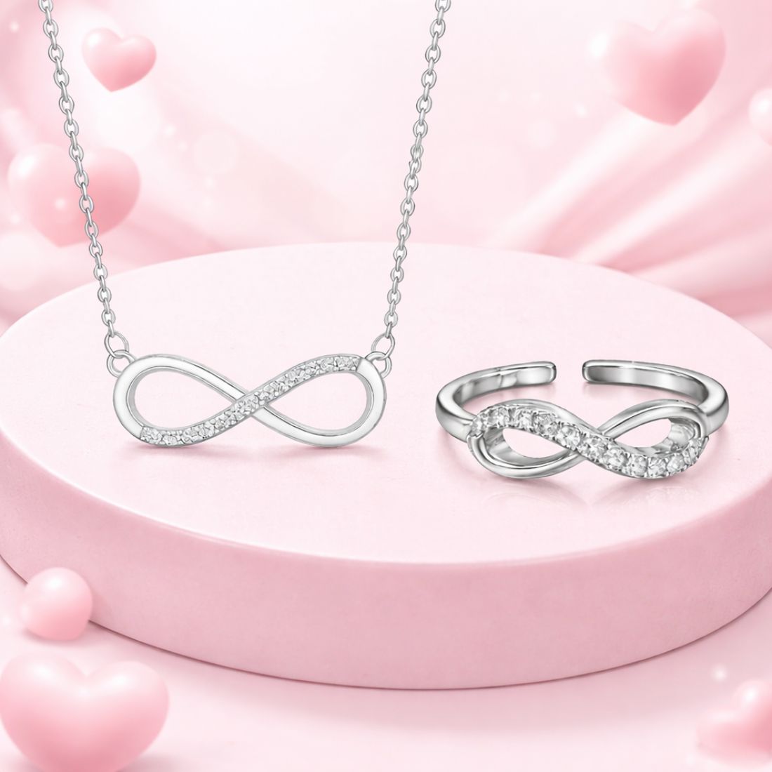 Nilu's Collection Silver Plated Pendant With Finger Ring For Women And Girls