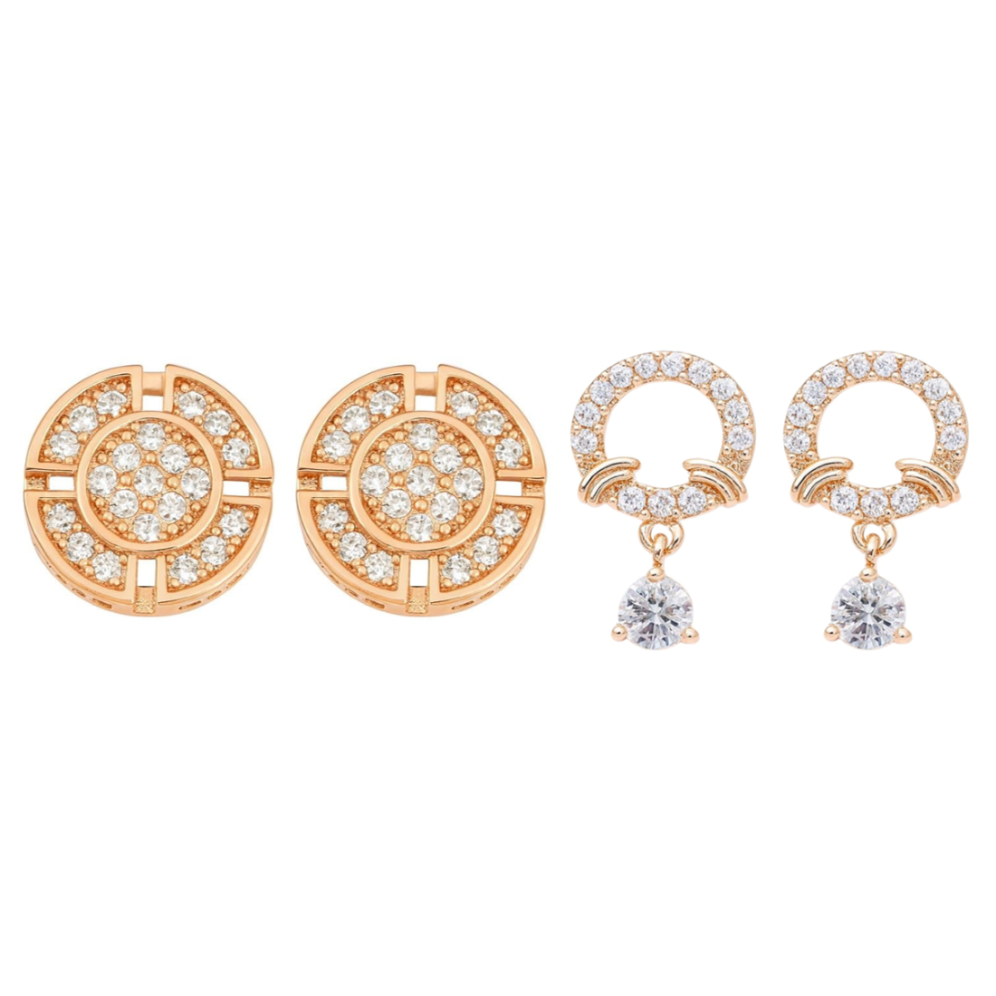 Gentle Glow Value Set| Rose Gold Plated Earrings With American Diamond For Women & Girls