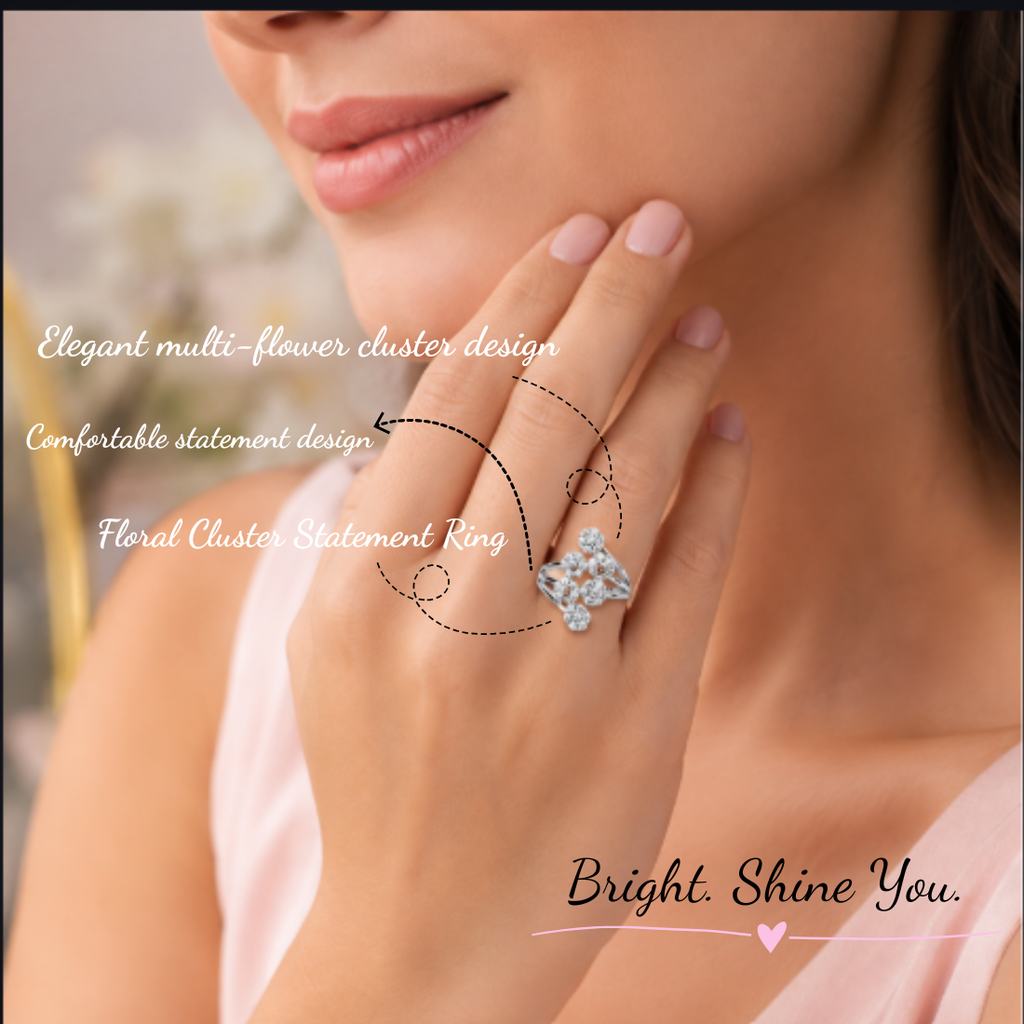 Sliver Plated Adjustable Finger Ring for Women and Girls