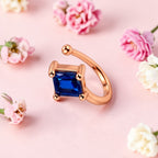 Rose Gold Blue Stone Non-Piercing Nose Pin