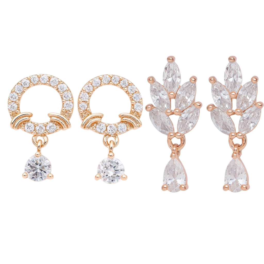 Rose Gold Plated Comb Earrings With American Diamond