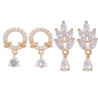Rose Gold Plated Comb Earrings With American Diamond