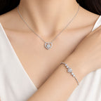 Silver Heart Pendant Necklace & Bracelet
