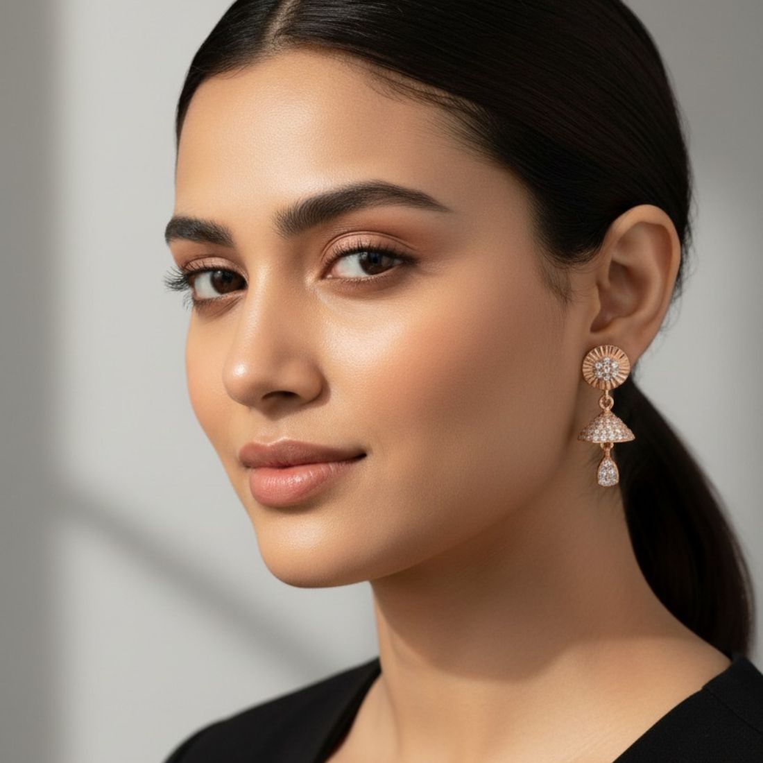 Rose Gold Jhumki Drop Earrings for Women