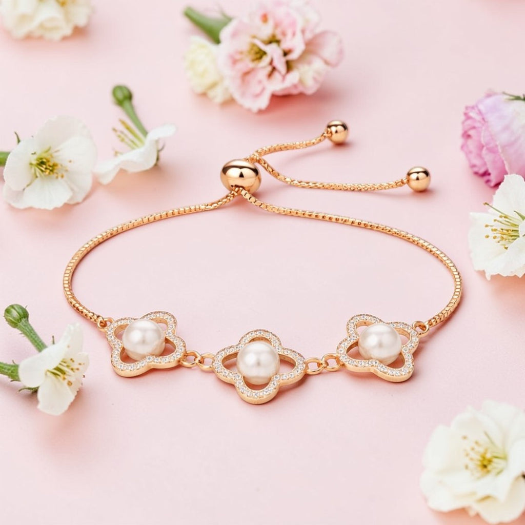 Rose Gold Pearl Adjustable Bracelet