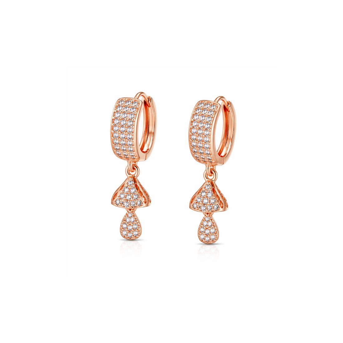 Rose Gold Hoop Drop Earrings for Women