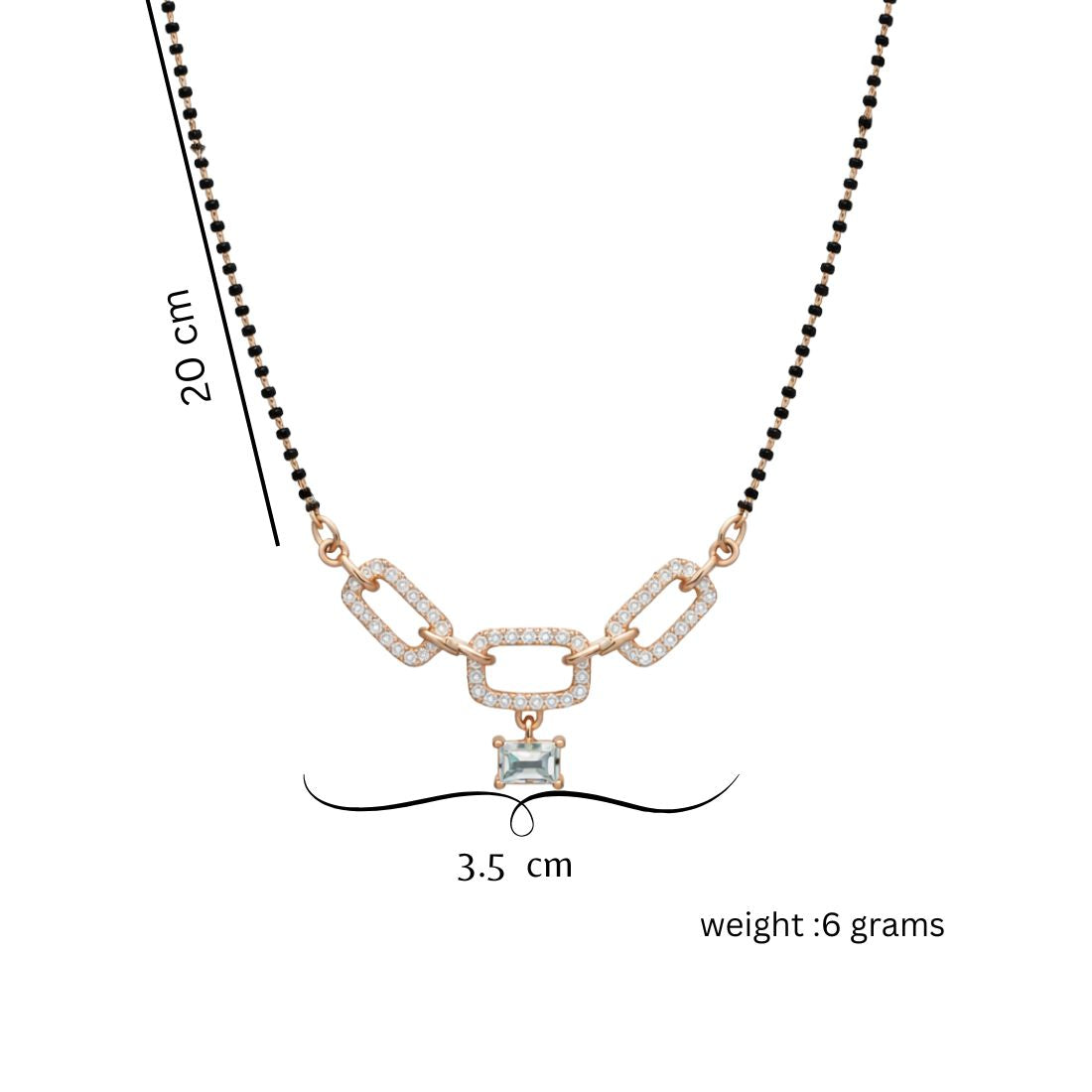 Nilu's Collection Rose Gold Plated Mangalsutra With Black Bead Chain For Women