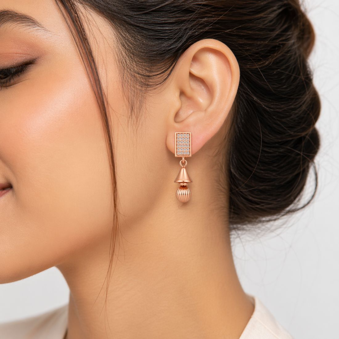Rose Gold Geometric Drop Earrings