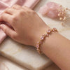 Rose Gold Plated Pink Tulip Floral Bracelet |Bracelet Size : 2.4-2.6