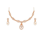 Nilu's Collection Rose Gold Plated Necklace Set with American Diamond for Women and Girls | Lightweight & Adjustable Design | Anti-Tarnish | Anti-Allergy
