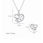 Silver Heart Necklace With Stud Earrings